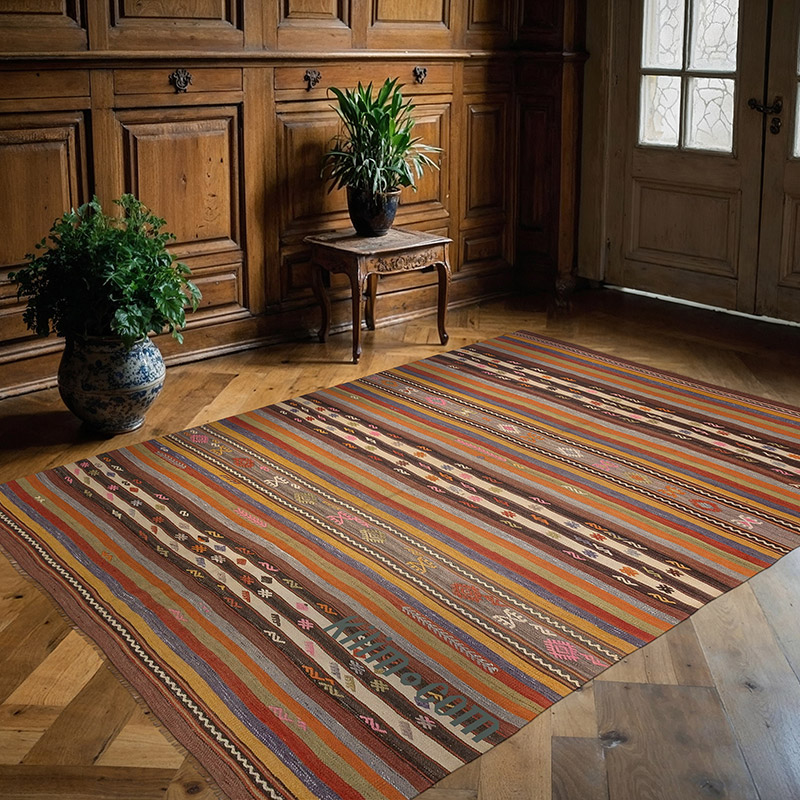 Vintage Tavas Kilim Rug - 5' 6" x 7' 7" (66" x 91") - K0083858