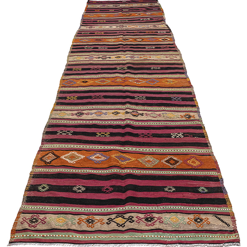 Vintage Sivas Kilim Runner - 3' 7" x 13' 3" (43" x 159") - K0083873