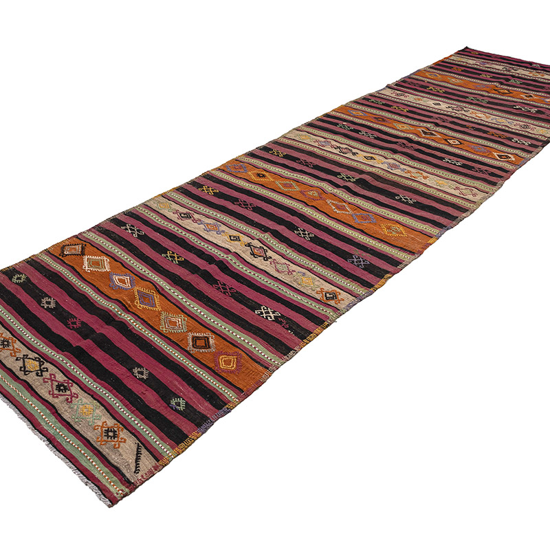 Vintage Sivas Kilim Runner - 3' 7" x 13' 3" (43" x 159") - K0083873