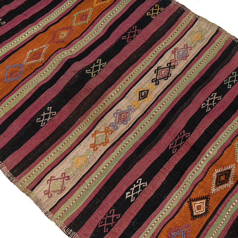 Vintage Sivas Kilim Runner - 3' 7" x 13' 3" (43" x 159") - K0083873