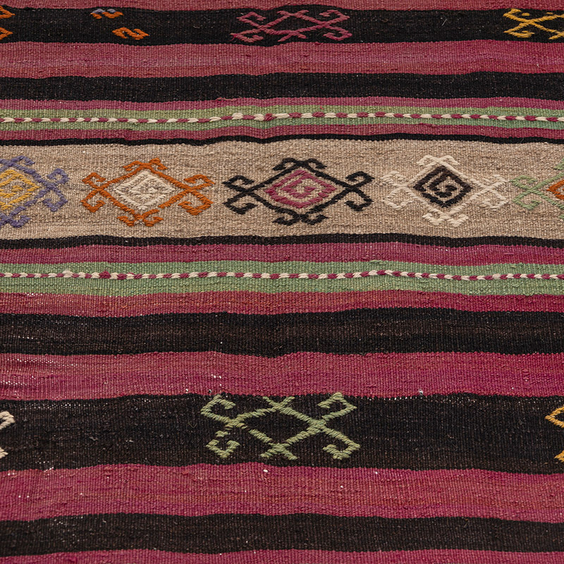 Vintage Sivas Kilim Runner - 3' 7" x 13' 3" (43" x 159") - K0083873