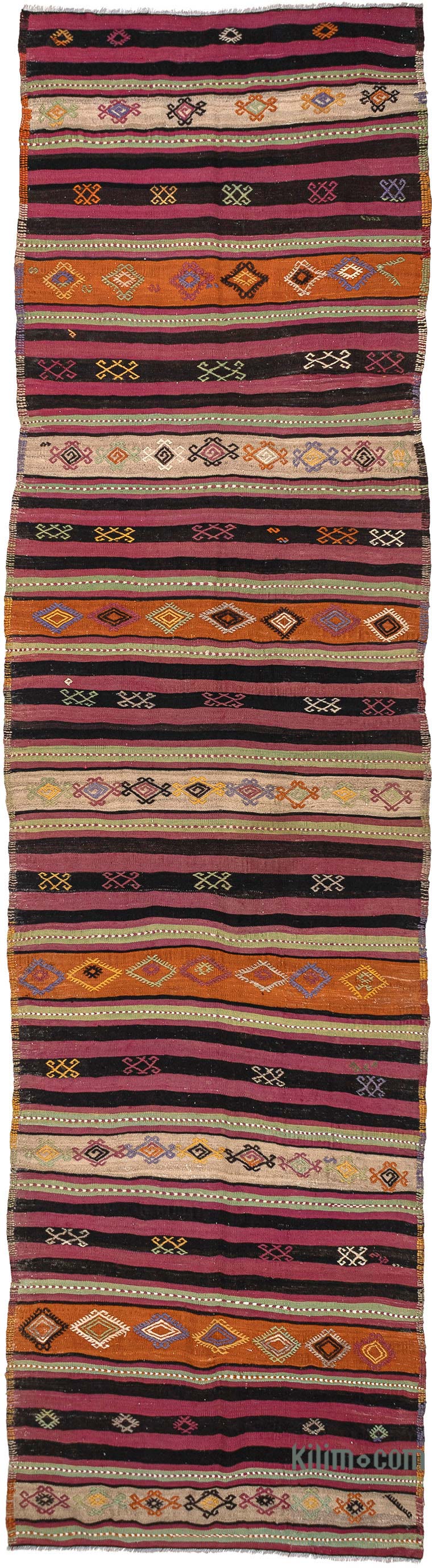 Vintage Sivas Kilim Runner - 3' 7" x 13' 3" (43" x 159") - K0083873