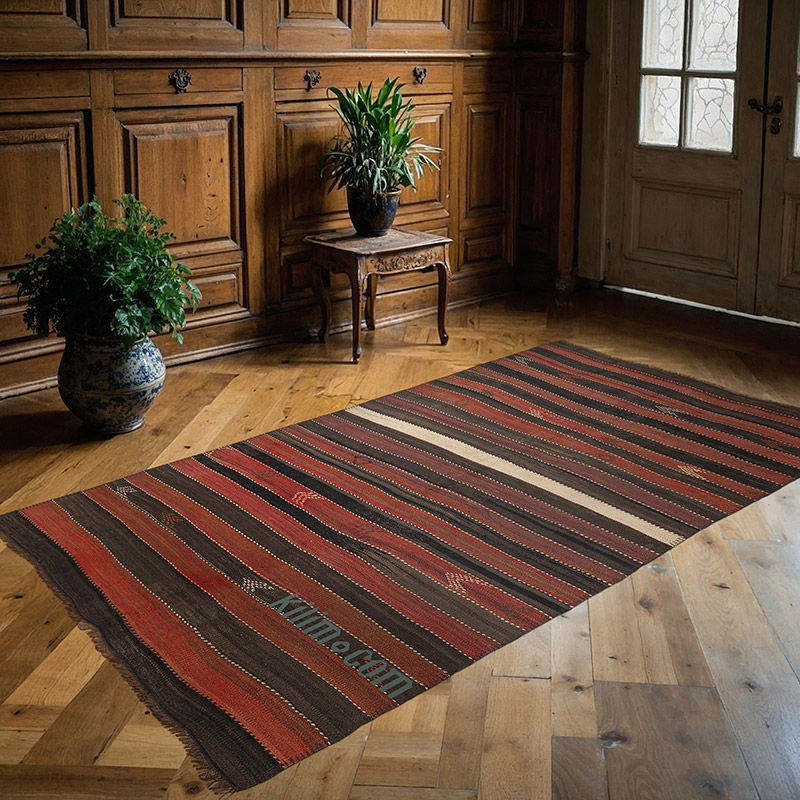 Vintage Kars Kilim Yolluk - 123 cm x 226 cm - K0083888