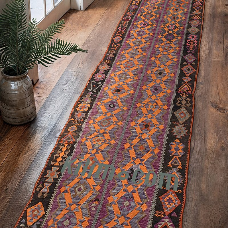 Vintage Kars Kilim Yolluk - 87 cm x 382 cm - K0083890
