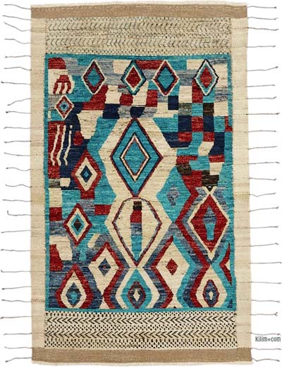 Yeni Fas Tarzı El Dokuma Halı - 154 cm x 259 cm