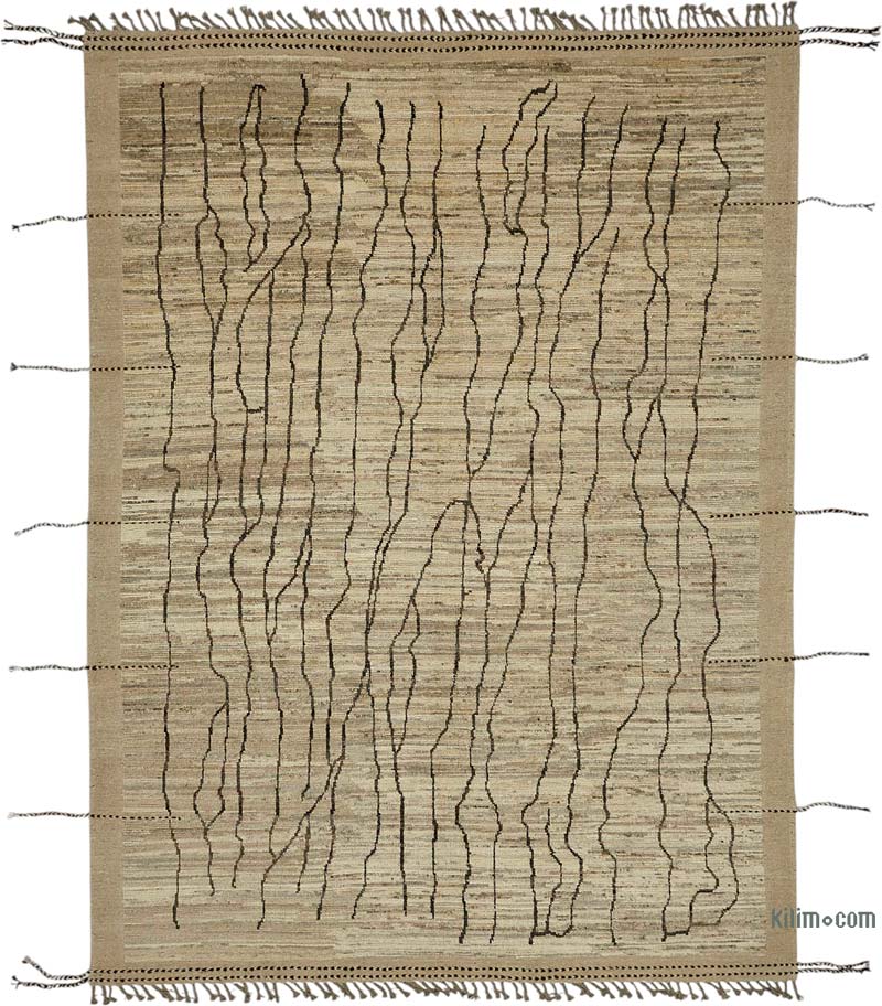 Nueva Alfombra Tejida a Mano de Estilo Marroquí - 222 cm x 303 cm - K0083974
