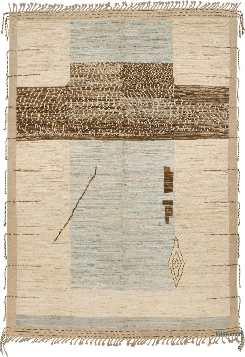 Nueva Alfombra Tejida a Mano de Estilo Marroquí - 214 cm x 307 cm - K0083995