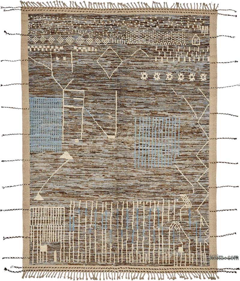 Nueva Alfombra Tejida a Mano de Estilo Marroquí - 202 cm x 304 cm - K0083997