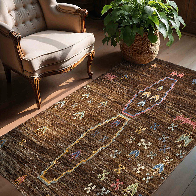 Nueva Alfombra Tejida a Mano de Estilo Marroquí - 145 cm x 200 cm - K0084044