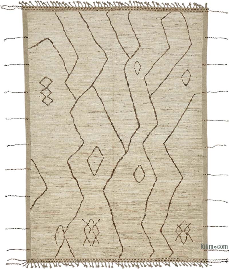 Nueva Alfombra Tejida a Mano de Estilo Marroquí - 208 cm x 303 cm - K0084057