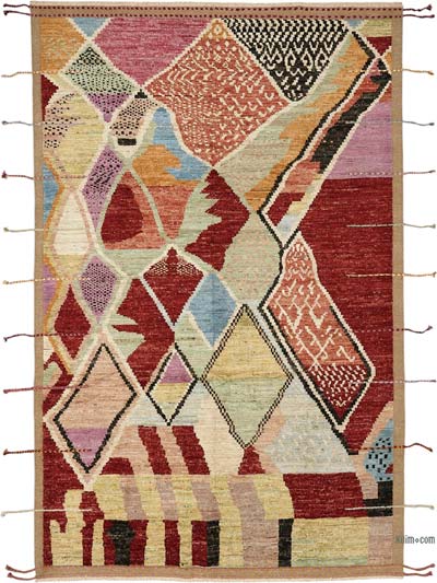 New Moroccan Style Hand-Knotted Rug - 6' 7" x 10' 1" (79" x 121")