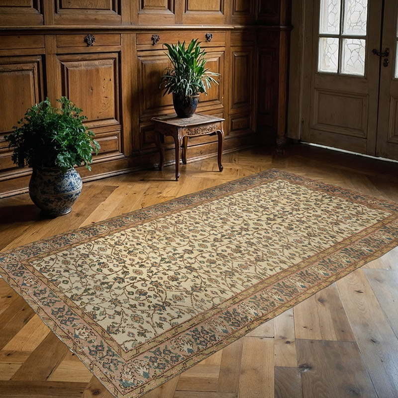 Vintage Turkish Hand-Knotted Rug - 4' 8" x 7' 10" (56" x 94") - K0084193