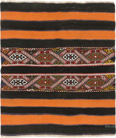 Vintage Malatya Kilim Rug - 4' 1" x 4' 9" (49" x 57")