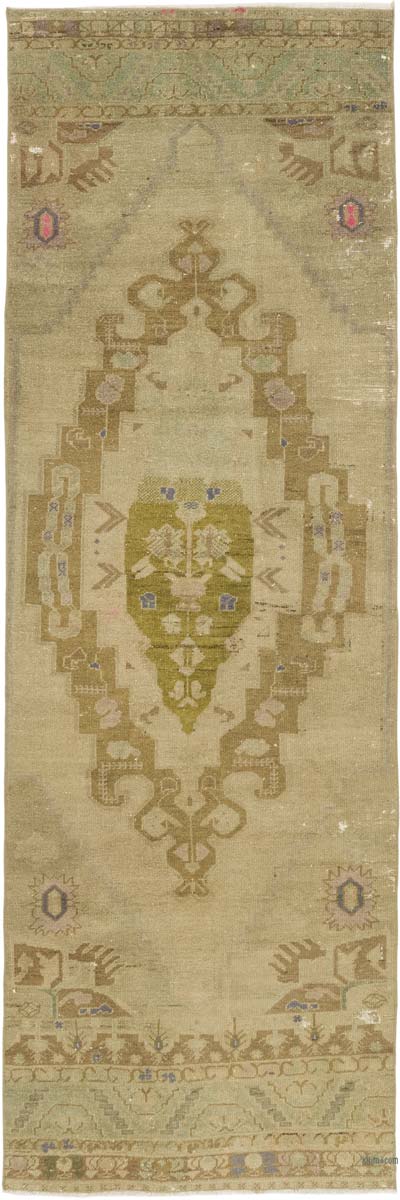 Vintage Turkish Hand-Knotted Runner - 3' 2" x 9' 7" (38" x 115")