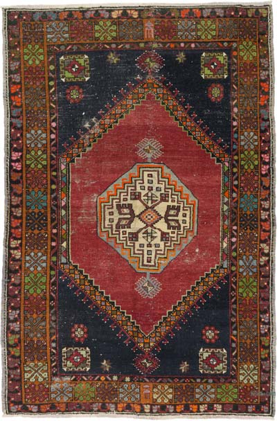 Alfombra Vintage Turca Anudada a Mano - 133 cm x 202 cm