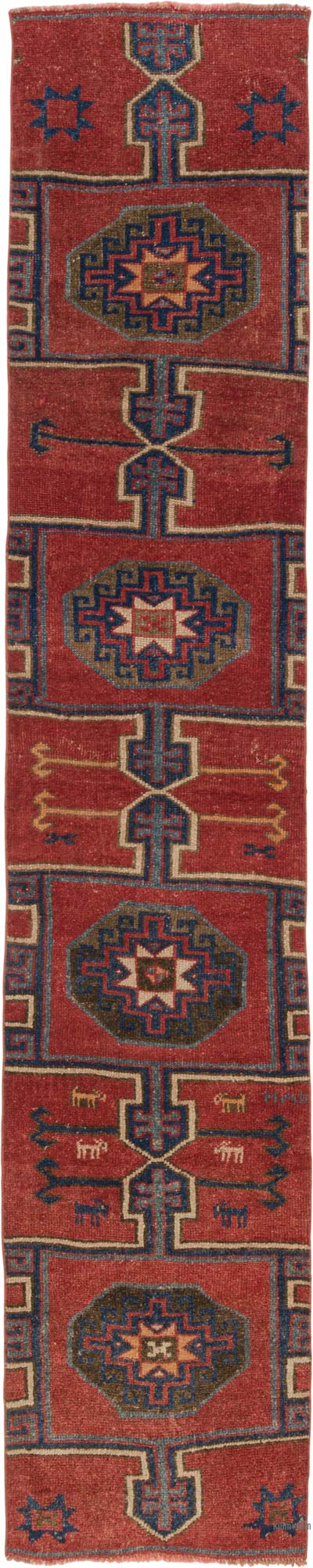 Pasillo Vintage Turco Anudado a Mano - 80 cm x 412 cm
