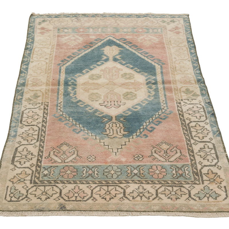 Alfombra Vintage Turca Anudada a Mano - 77 cm x 129 cm - K0084327