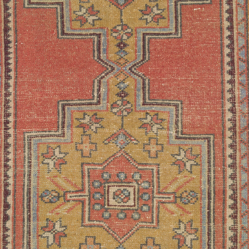Alfombra Vintage Turca Anudada a Mano - 123 cm x 255 cm - K0084332