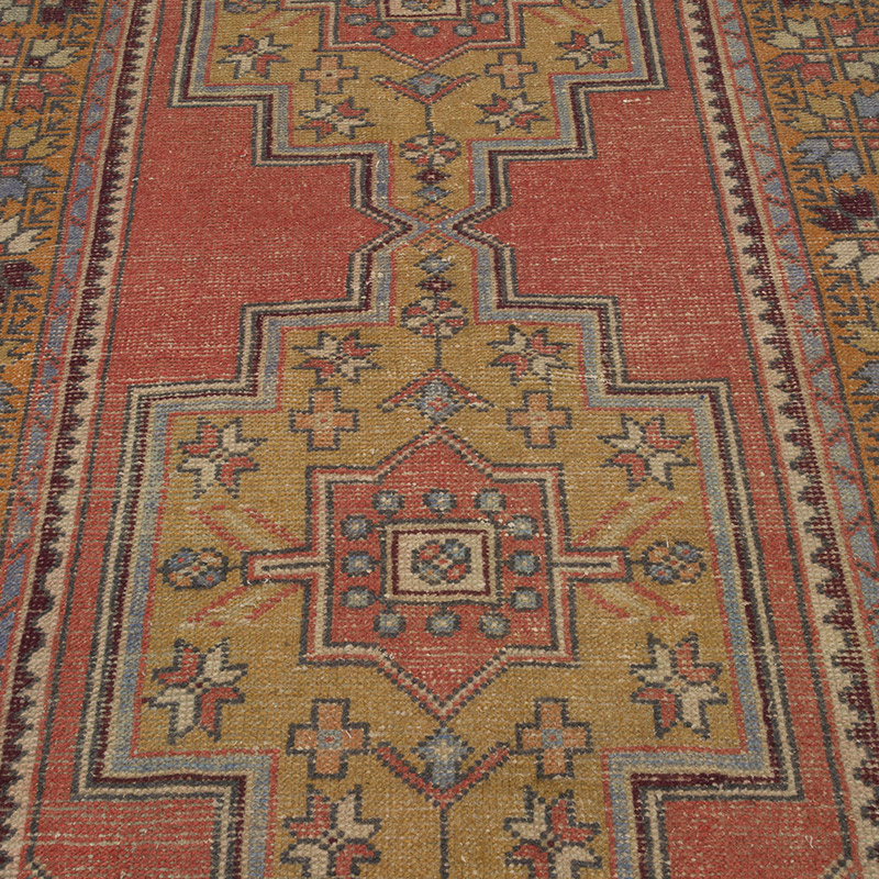 Alfombra Vintage Turca Anudada a Mano - 123 cm x 255 cm - K0084332