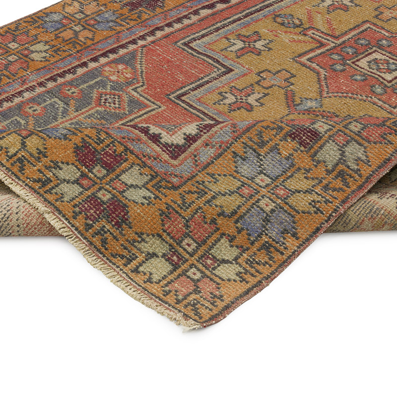 Alfombra Vintage Turca Anudada a Mano - 123 cm x 255 cm - K0084332