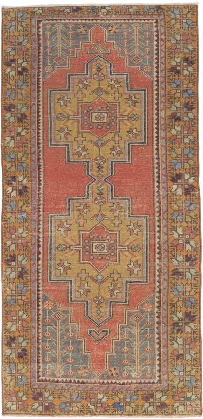 Alfombra Vintage Turca Anudada a Mano - 123 cm x 255 cm