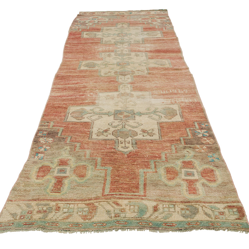 Pasillo Vintage Turco Anudado a Mano - 96 cm x 308 cm - K0084336