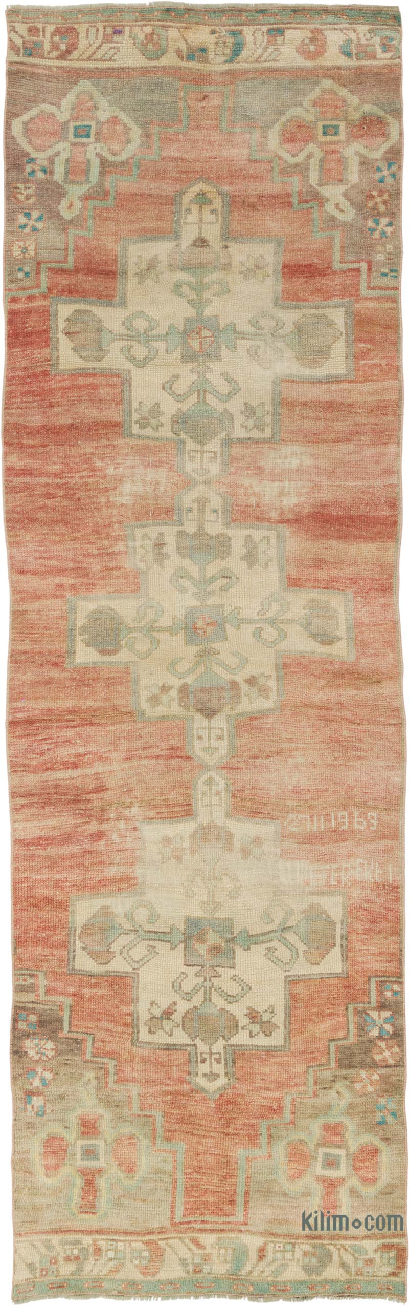 Pasillo Vintage Turco Anudado a Mano - 96 cm x 308 cm - K0084336
