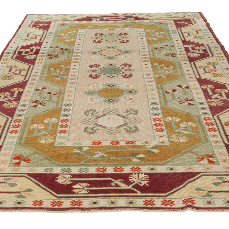 Alfombra Vintage Turca Anudada a Mano - 147 cm x 240 cm - K0084340
