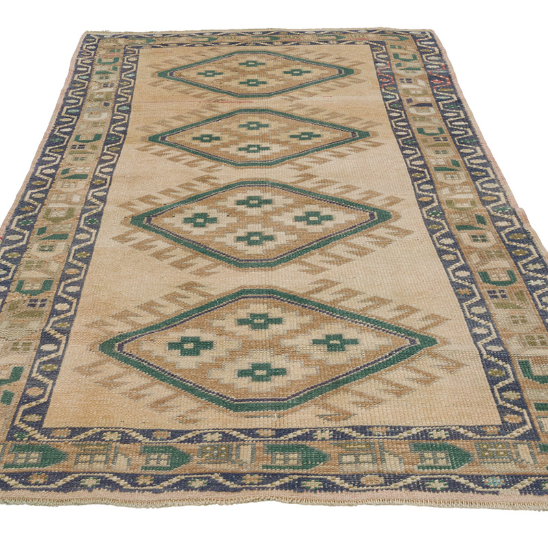 Alfombra Vintage Turca Anudada a Mano - 112 cm x 201 cm - K0084348