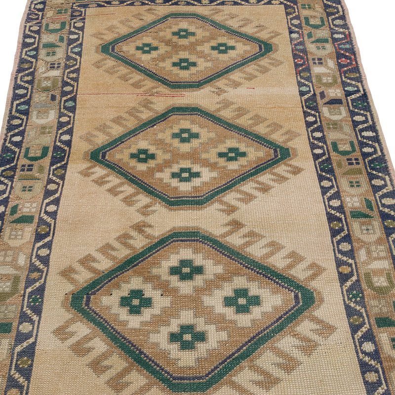 Alfombra Vintage Turca Anudada a Mano - 112 cm x 201 cm - K0084348