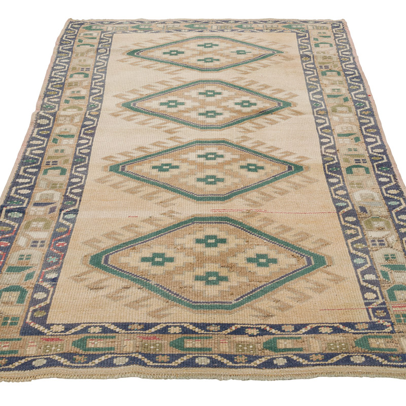 Alfombra Vintage Turca Anudada a Mano - 112 cm x 201 cm - K0084348