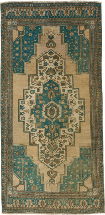 Alfombra Vintage Turca Anudada a Mano - 130 cm x 262 cm