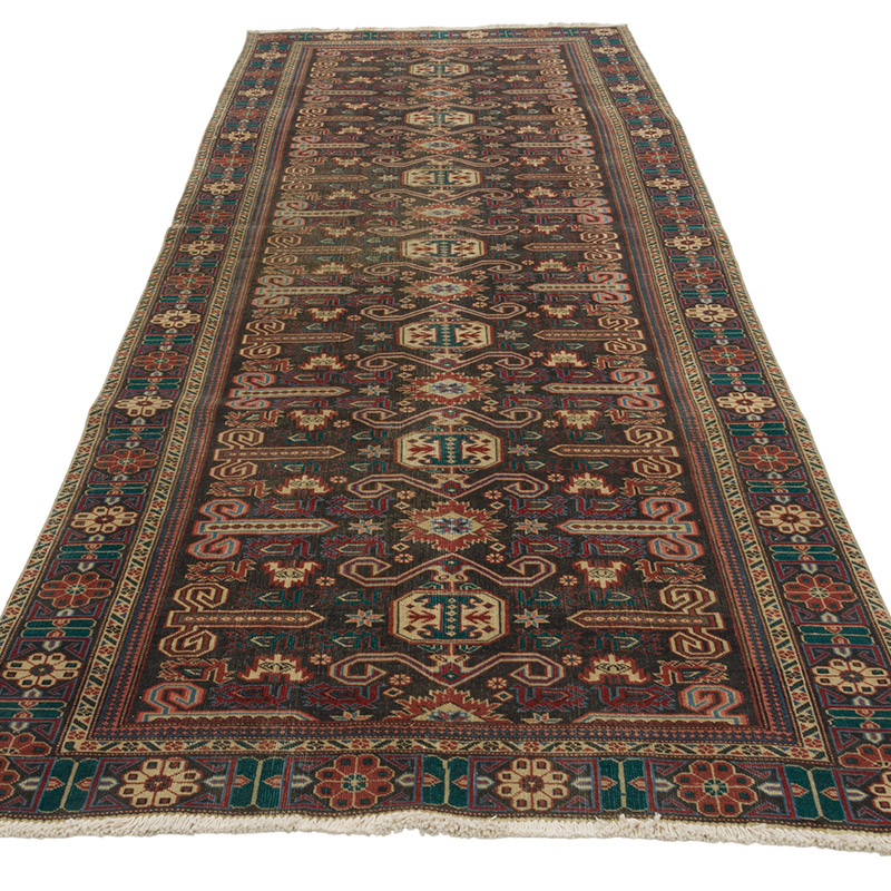 Pasillo Vintage Turco Anudado a Mano - 112 cm x 290 cm - K0084364