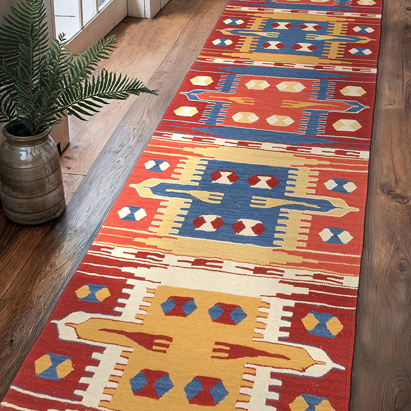 Yeni Kök Boya El Dokuma Yolluk Kilim - 92 cm x 335 cm - K0084400