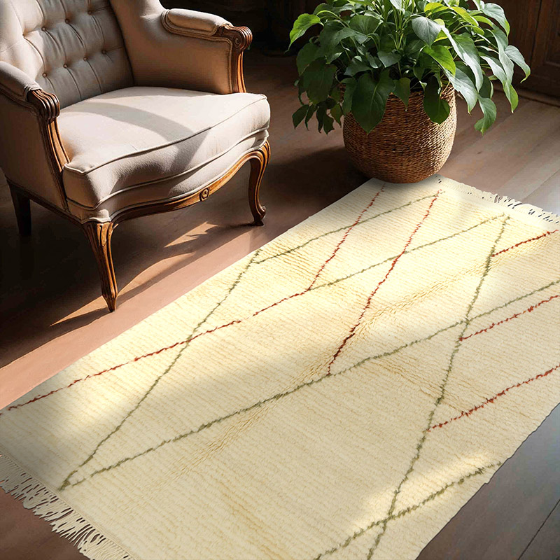Nuevo  Alfombra 'Tulu' de estilo Marroquí Anudada a Mano - 133 cm x 185 cm - K0084406