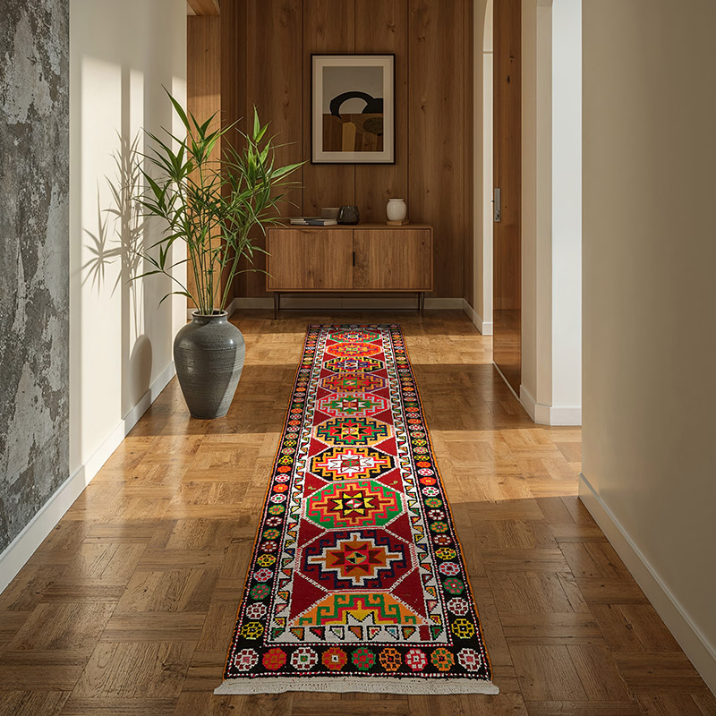 Vintage Tribal Runner Rug - 2' 9" x 9' 9" (33" x 117") - K0085059