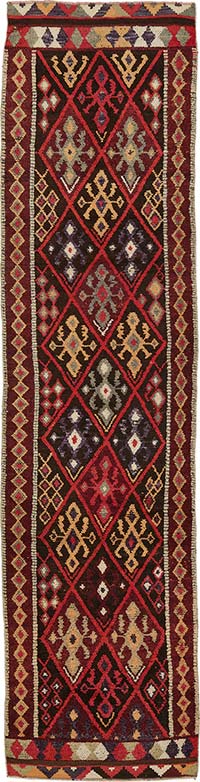 Vintage Tribal Runner Rug - 2' 11" x 12' 10" (35" x 154")