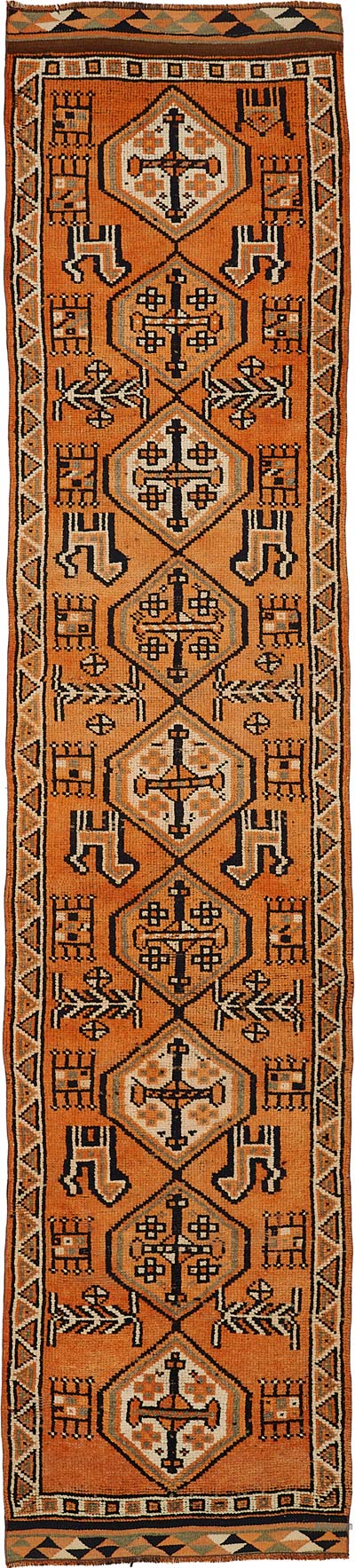 Vintage Tribal Runner Rug - 2' 11" x 13' 7" (35" x 163")