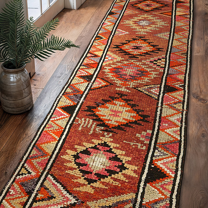 Vintage Tribal Runner Rug - 2' 8" x 11'  (32" x 132") - K0085129