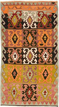 Vintage Konya Kilim Rug - 5' 5" x 9' 10" (65" x 118")