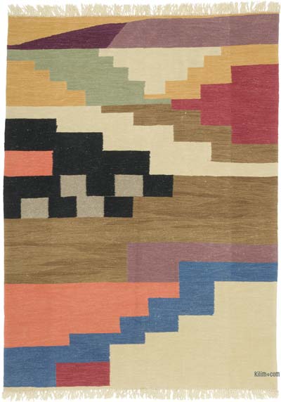 New Handwoven Turkish Kilim Rug - 5' 1" x 6' 11" (61" x 83")