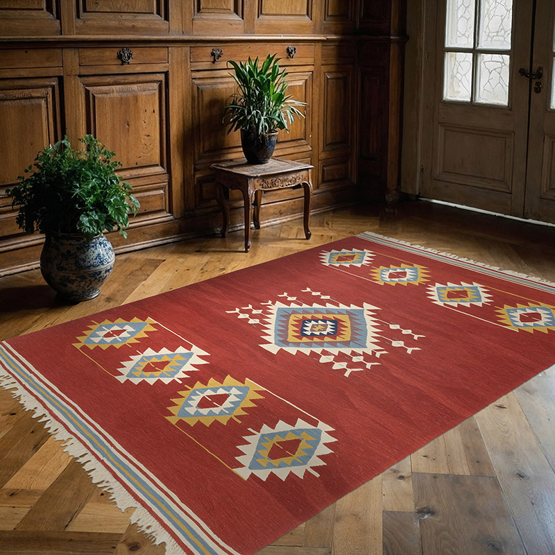 New Handwoven Turkish Kilim Rug - 5' 11" x 8' 4" (71" x 100") - K0085220