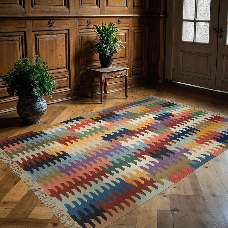 New Handwoven Turkish Kilim Rug - 5' 2" x 7' 3" (62" x 87") - K0085224