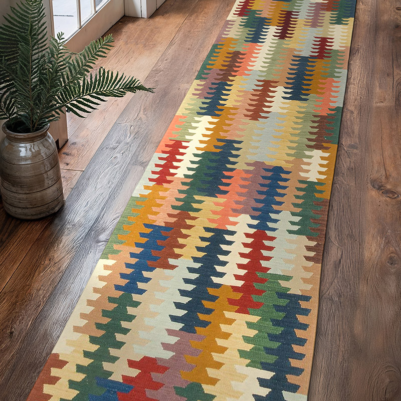 New Handwoven Turkish Kilim Runner - 2' 10" x 13' 5" (34" x 161") - K0085225