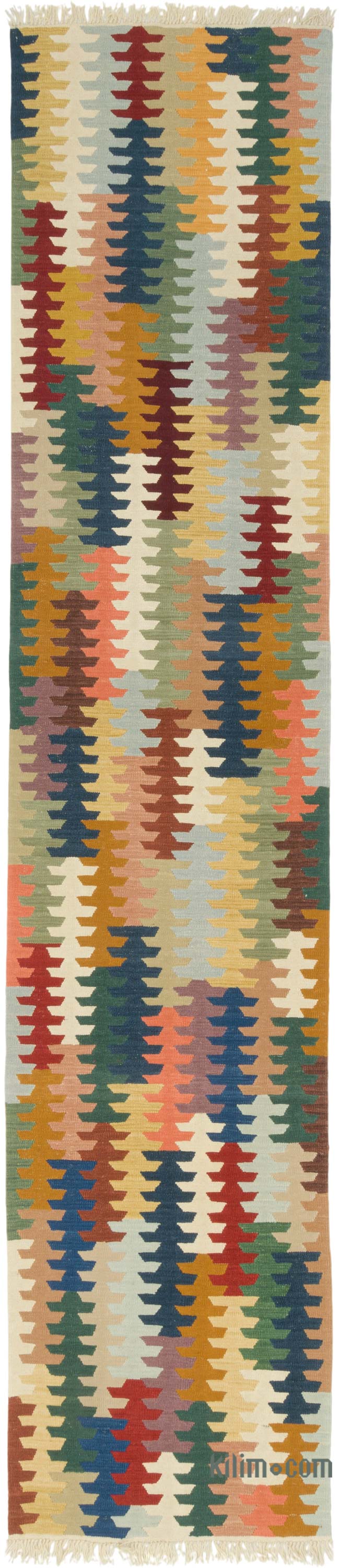 New Handwoven Turkish Kilim Runner - 2' 10" x 13' 5" (34" x 161") - K0085225