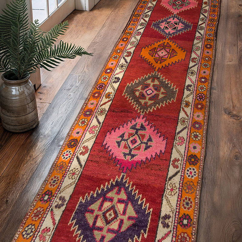 Vintage Tribal Runner Rug - 2' 11" x 12'  (35" x 144") - K0085285