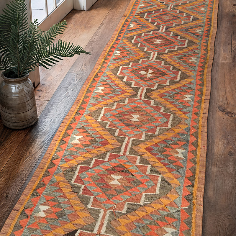 Corredor Vintage Herki Kilim - 85 cm x 329 cm - K0085287