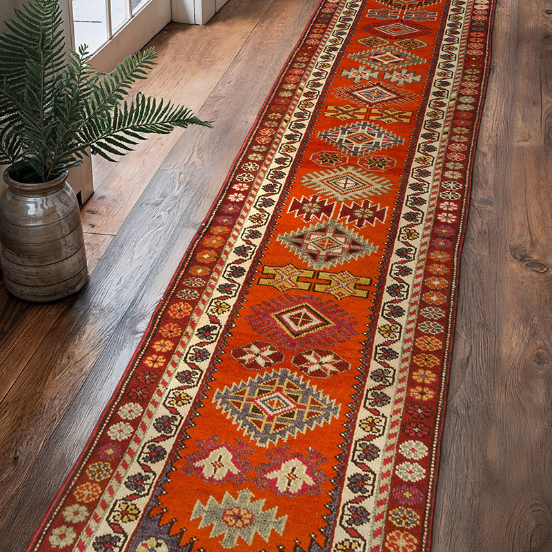 Alfombra Vintage de pasillo - 88 cm x 392 cm - K0085293