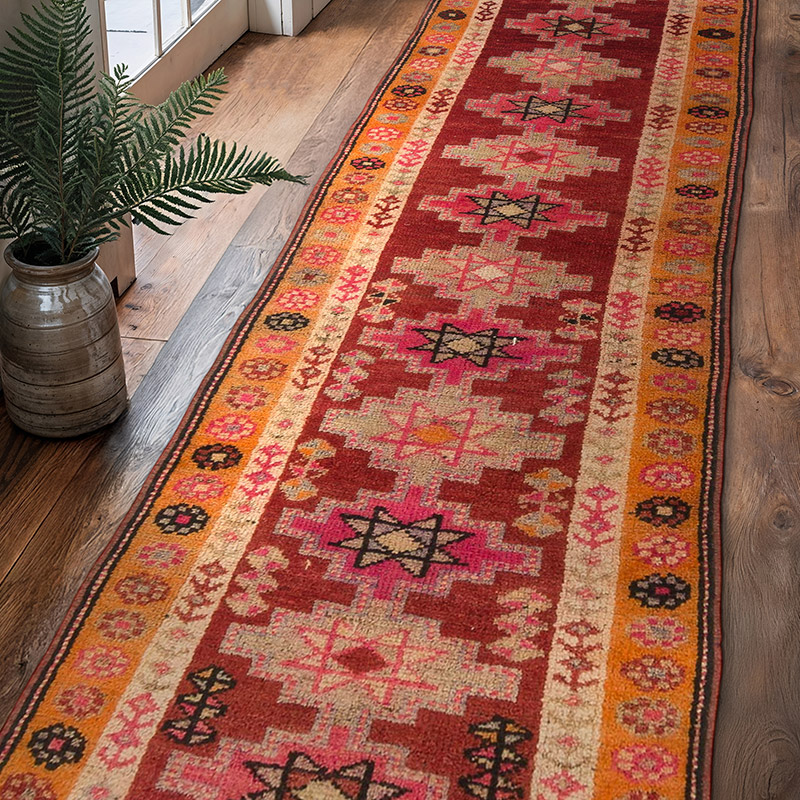 Alfombra Vintage de pasillo - 88 cm x 309 cm - K0085301