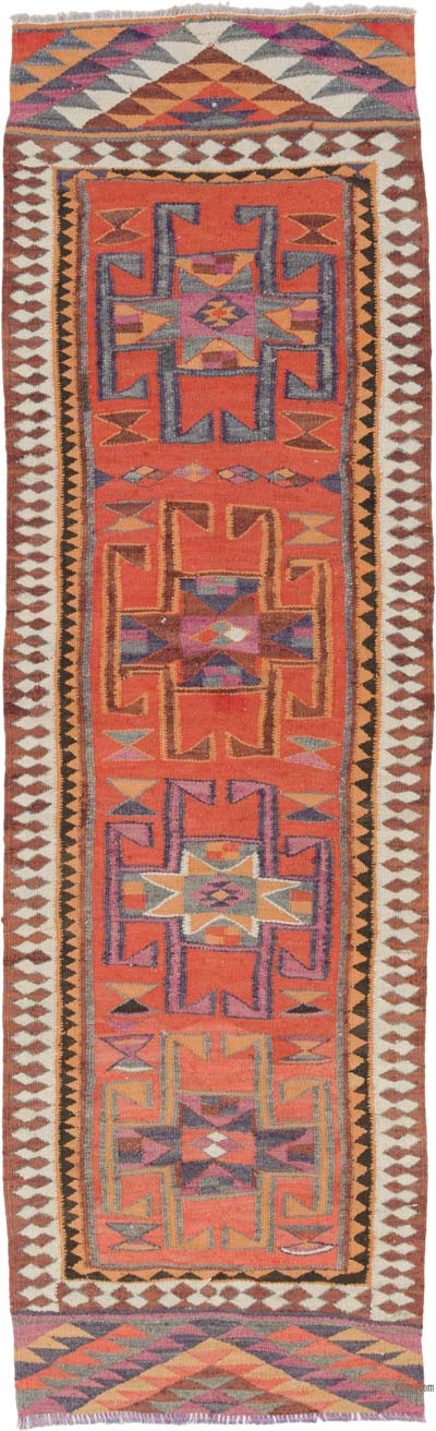 Vintage Herki Kilim Yolluk - 91 cm x 300 cm